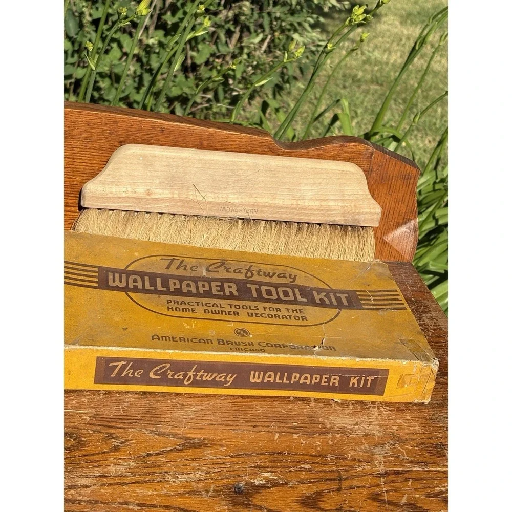 Vintage Craftway Wallpaper Toolkit Original Box Brushes Roller Industrial Decor